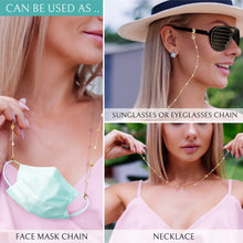 Load image into Gallery viewer, Pearl and Gold Heart Face Mask Lanyard Holder, Necklace, Eyeglass Chain, Sunglasses Holder Strap