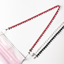Load image into Gallery viewer, Heart Lace Mask Strap Holder with Metal Clasp (Red, White, and Black)