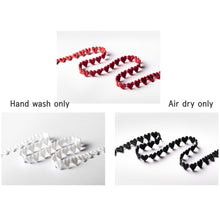 Load image into Gallery viewer, Heart Lace Mask Strap Holder with Metal Clasp (Red, White, and Black)