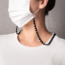 Load image into Gallery viewer, Heart Lace Mask Strap Holder with Metal Clasp (Red, White, and Black)