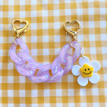 Load image into Gallery viewer, Cute Purple Phone Case Chain Strap with Smiley Flower Charm