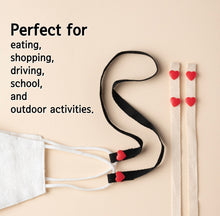 Load image into Gallery viewer, Heart Snap Mask Holder Strap, Breakaway Safety Mask Lanyard, Herringbone Pattern