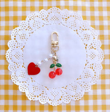 Load image into Gallery viewer, Love Cherry Keyring with Pearl