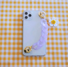 Load image into Gallery viewer, Cute Purple Phone Case Chain Strap with Smiley Flower Charm