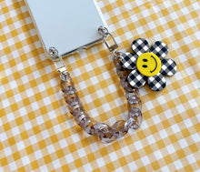 Load image into Gallery viewer, Checkered Smiley Flower Phone Case Chain