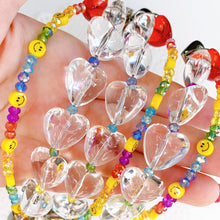 Load image into Gallery viewer, Beaded Heart Phone Strap Chain with Silver Metal Heart Adhesive Hooks