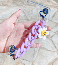 Load image into Gallery viewer, Cute Phone Case Chain with Smiley Flower Charm (Purple and White)