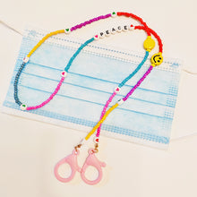 Load image into Gallery viewer, Cute Smiley Face and Beads Mask Necklace Holder with Pink Plastic Lobster Claw Clasp