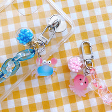 Load image into Gallery viewer, Cute Octopus and Crab Keyrings (Pink and Blue)