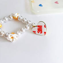 Load image into Gallery viewer, Pearl and Yellow Plumeria Phone Case Charm with Heart Adhesive Hooks
