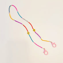Load image into Gallery viewer, Cute Smiley Face and Beads Mask Necklace Holder with Pink Plastic Lobster Claw Clasp