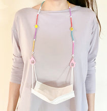 Load image into Gallery viewer, Cute Smiley Face and Beads Mask Necklace Holder with Pink Plastic Lobster Claw Clasp