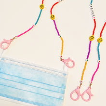 Load image into Gallery viewer, Cute Smiley Face and Beads Mask Necklace Holder with Pink Plastic Lobster Claw Clasp