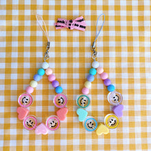 Load image into Gallery viewer, Cute Pastel Beaded Smiley Face Phone Lanyard