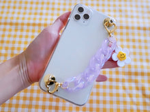 Load image into Gallery viewer, Cute Purple Phone Case Chain Strap with Smiley Flower Charm