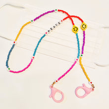 Load image into Gallery viewer, Cute Smiley Face and Beads Mask Necklace Holder with Pink Plastic Lobster Claw Clasp