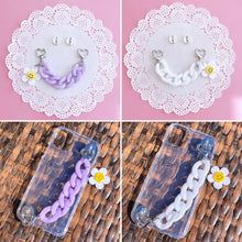 Load image into Gallery viewer, Cute Phone Case Chain with Smiley Flower Charm (Purple and White)