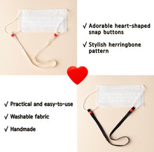 Load image into Gallery viewer, Heart Snap Mask Holder Strap, Breakaway Safety Mask Lanyard, Herringbone Pattern