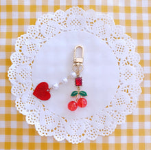 Load image into Gallery viewer, Love Cherry Keyring with Pearl