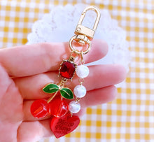 Load image into Gallery viewer, Love Cherry Keyring with Pearl