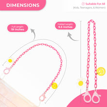 Load image into Gallery viewer, Pink Plastic Mask Holder with Daisy and Smiley Face Charms