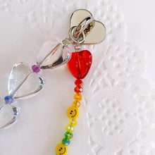 Load image into Gallery viewer, Beaded Heart Phone Strap Chain with Silver Metal Heart Adhesive Hooks
