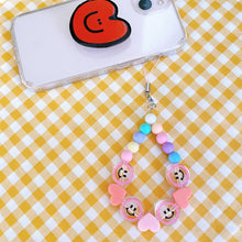Load image into Gallery viewer, Cute Pastel Beaded Smiley Face Phone Lanyard
