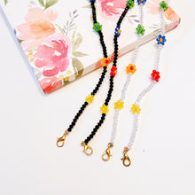 Load image into Gallery viewer, Flower Beaded Mask Holder Chain Necklace with Metal Clasp
