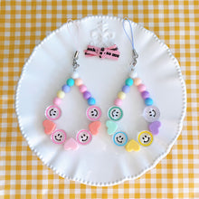 Load image into Gallery viewer, Cute Pastel Beaded Smiley Face Phone Lanyard
