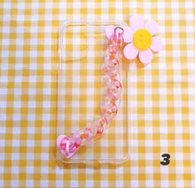 Load image into Gallery viewer, Pink Phone Strap Chain with Smiley Flower Charm (includes pink heart phone case hooks)

