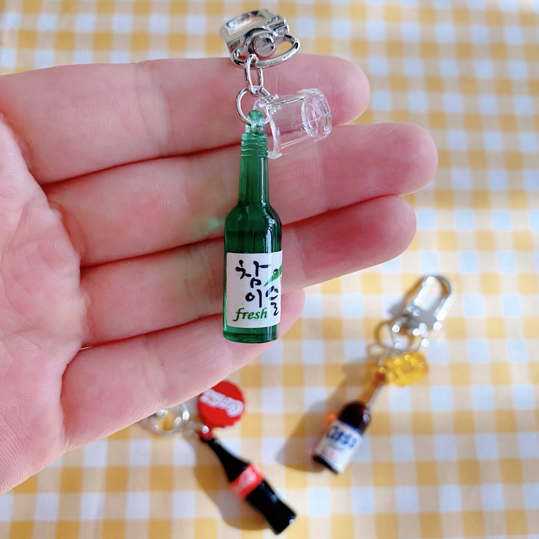 Cute Mini Soju Beer Coca Cola Keychain