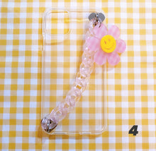 Load image into Gallery viewer, Pink Phone Strap Chain with Smiley Flower Charm (includes pink heart phone case hooks)
